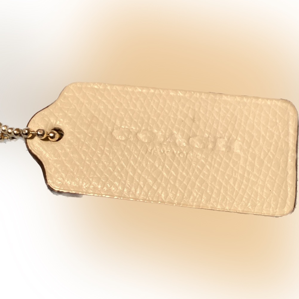 COACH Grained Leather Key Fob Bag Charm Keychain Hang Tag